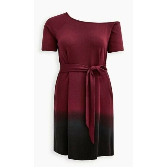 NWT Torrid Off Shoulder T-Shirt Dress Lightweight French Terry,  Tie Waist - Picture 1 of 4